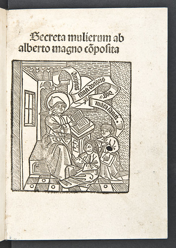 Title-page with woodcut illustration from Albertus Magnus [pseudo-]: Secreta mulierum et virorum (cum commento)
