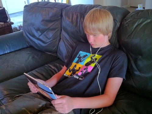 Alexander watching Netflix on an iPad