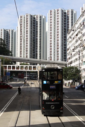 Passing Hong Kong tram #99 at Sai Wan Ho