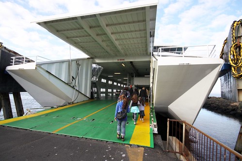 Foot passengers board the ferry MV Sorrento at Queenscliff