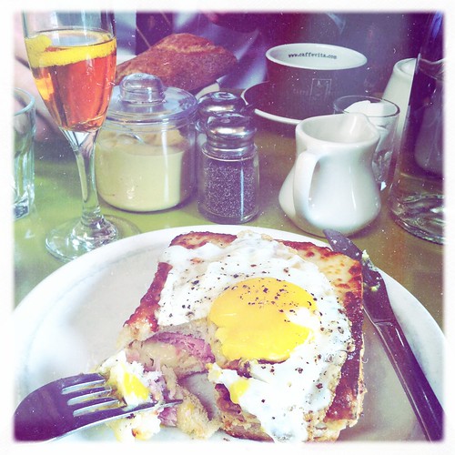 Croque Madame and Aperol Champagne Cocktail