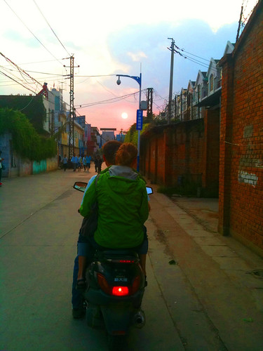 moped sunset
