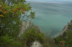 down from bluffs