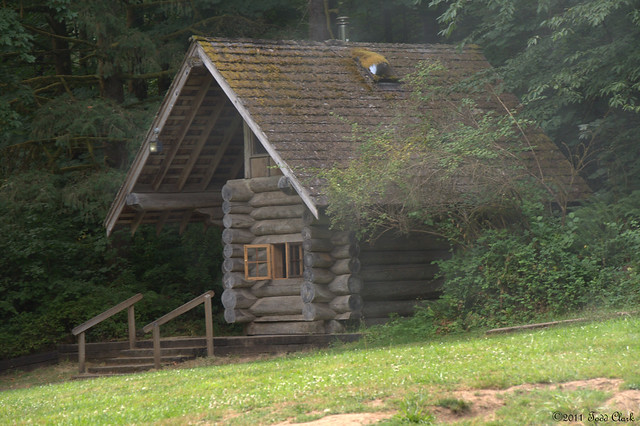Log cabin in Magness Tree Farm