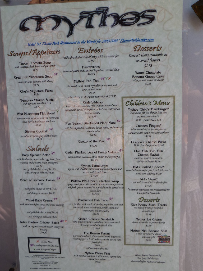 Where to eat at Universal Orlando including menus...UPDATED REGULARLY