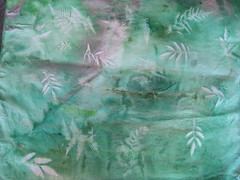 sun dyed fabric with leaves