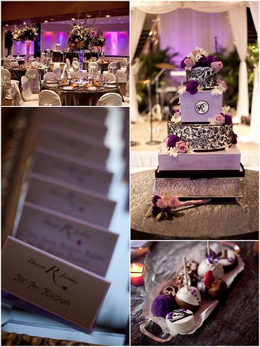 wedding cake purple and silver
