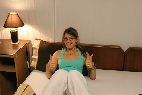 Thumbs up for sleeping in a bed