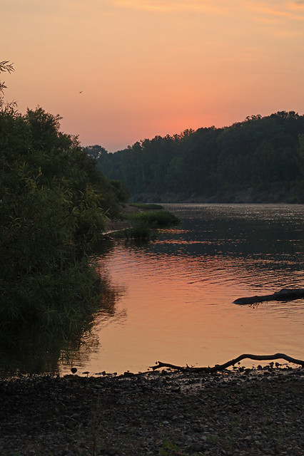 Sunrise over the Meramec River, at Shaw Nature Reserve, in Gray Summit, Missouri, USA