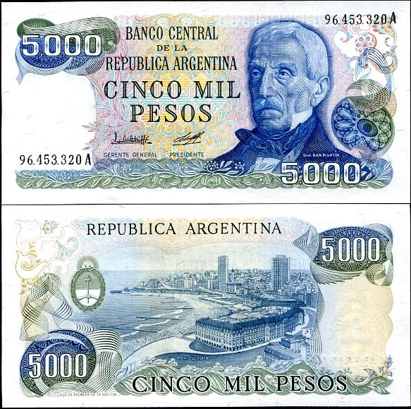 5000 Pesos Argentína 1977-83, Pick 305