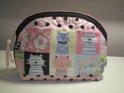 Necessaire Pink Cats by tania patchwork
