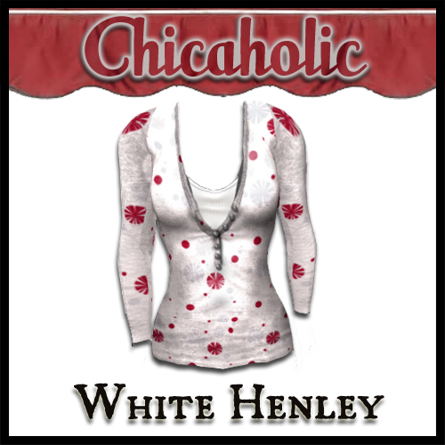 Chicaholic White Henley Long Sleeve T Shirt by Shabby Chics