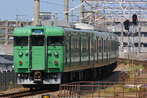 JR west 113series(green) at Otsu-kyo, Otsu, Shiga, Japan /Aug 28,2011
