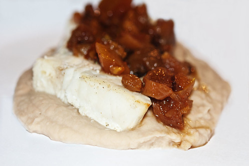 Day 243/365: Halibut with a Fig and Walnut Chutney with White Bean Puree