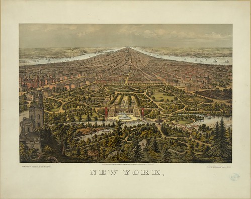 perspective map of the New York borough of Manhattan