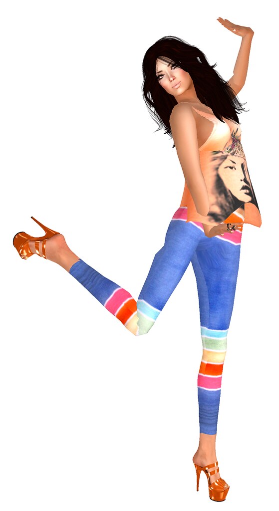 [CheerNo Femme] India T-Shirt Orange + *Ninia* Rainbow leggings:: for The Fashion Garret 