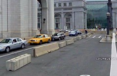 barriers in front of DC's Union Station (via Google Earth)
