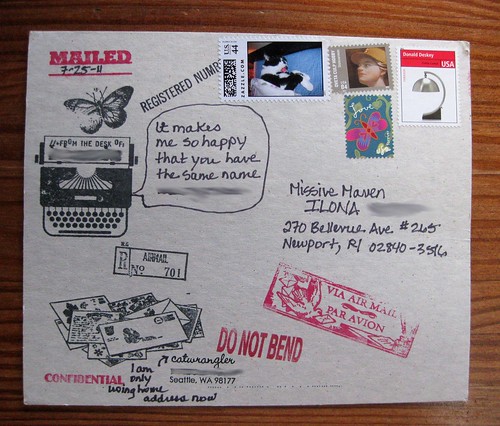 Stamped postcard from Catwrangler, back