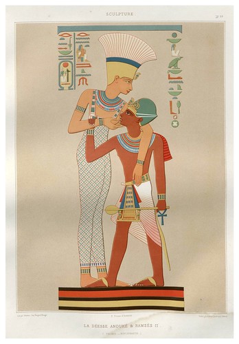 002-La diosa Anouke y Ramses II- Talmis dinastia XIX-Histoire de l'art égyptien 1878- Achille Constant Théodore Émile