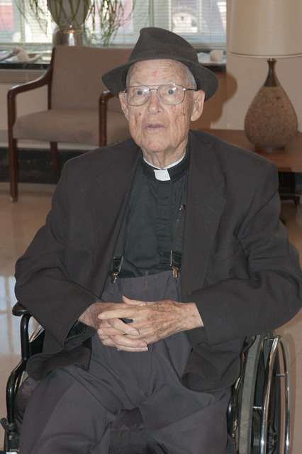 Father William Barnaby Faherty S.J., at Jesuit Hall, at Saint Louis University, in Saint Louis, Missouri, USA