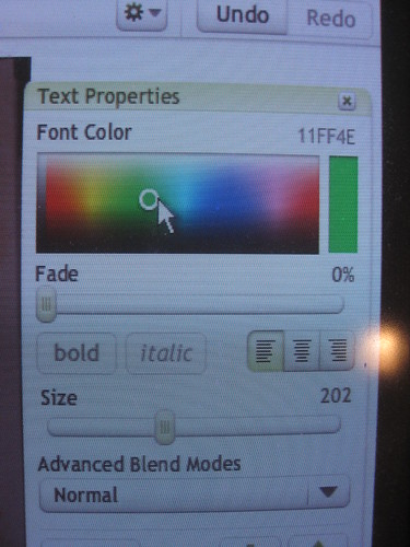 and choosing a color for my text (if you want, you can also click on bold, italic or the other choices)