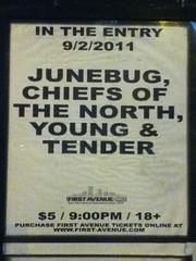 A poster advertising a Junebug show hangs outside the 7th Street Entry in Downtown Minneapolis on September 2, 2011.