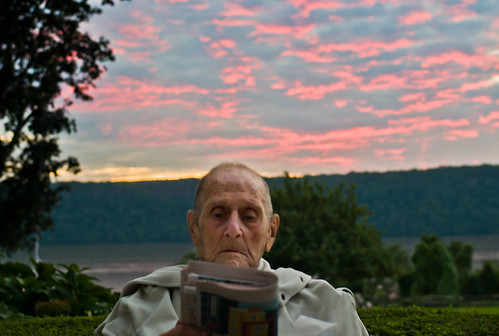 dad reading at sunset by Susan NYC