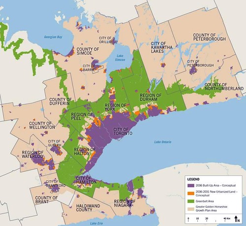 land use pattern in 2031 under Places to Grow plan (by: Ontario Ministry of Infrastructure)