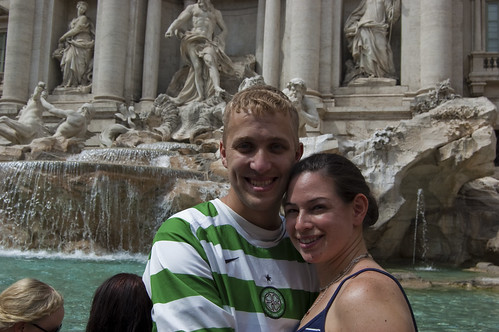 Good-looking couple at Trevi Fountain