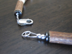 Lobster claw on hazelwood necklace