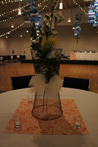 some centerpieces, lights and mobiles