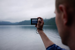 Taking photos of Lake Shikotsu, Hokkaido, Japan