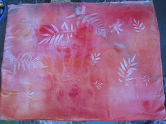 sun dyed fabric with leaves