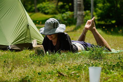 Relaxing in Kyogoku Camping Ground, Kyogoku, Hokkaido, Japan