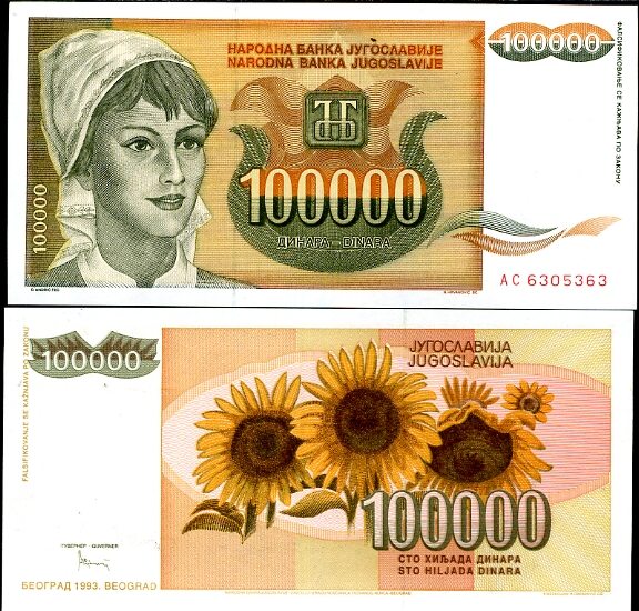 100 000 Dinárov Juhoslávia 1992, Pick 118