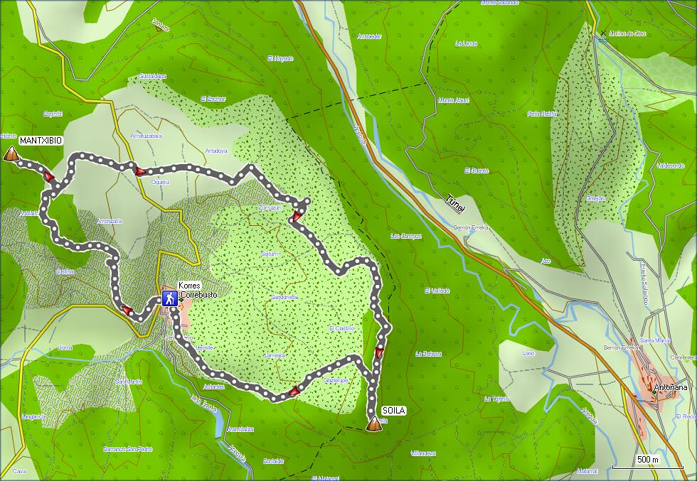 Mapa 2011_08_06 Mantxibio y Soila desde Korres