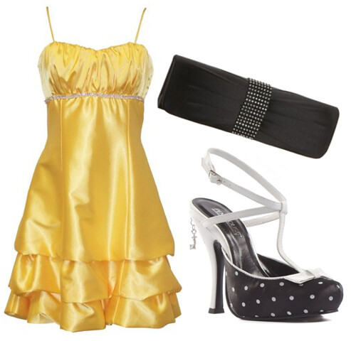 yellow dress and shoes ensemble