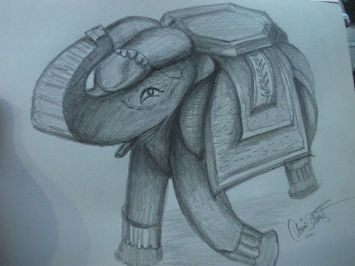 Drawing of a carved Elephant by rdavidschwartz