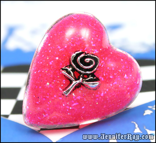 Rosy Love - Pink Resin Heart Ring by JenniferRay.com