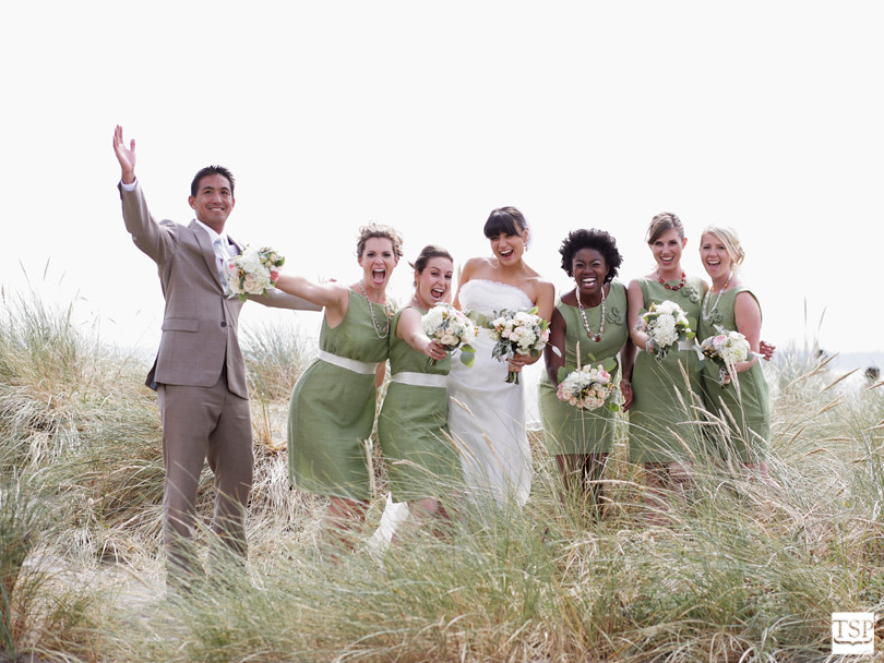 Bridesmaids at Golden Gardens in Seattle