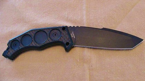 KA-BAR FIN Fixed 4-7/8" D2 Steel Combo Edge Tanto Blade with Sheath