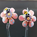 Earring Pair : Bee Pink Flower Blossom