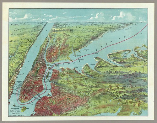 Birds Eye View Map Of New York And Vicinity 1909