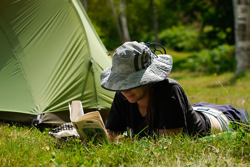 Relaxing in Kyogoku Camping Ground, Kyogoku, Hokkaido, Japan