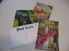 Postcards made with book covers