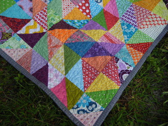 Finished corner of warm/cool quilt