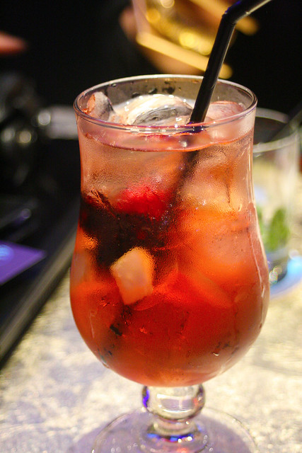 Red Chambers - crushed red grapes, Ketel One Vodka, apple juice, champagne and Tie Guan Yin tea