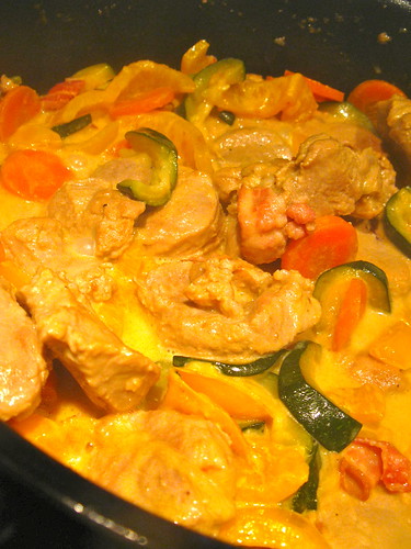 Creamy Pork and Vegetable stew with spicy roasted potatoes wedges http://singlishswenglish.blogspot.com/