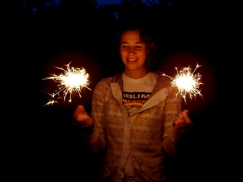 Sparklers with Auntie Bailey