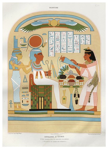 006-Ofrenda a Osiris estela pintada sobre un ataud-Tebas dinastia XX-Histoire de l'art égyptien 1878- Achille Constant Théodore Émile